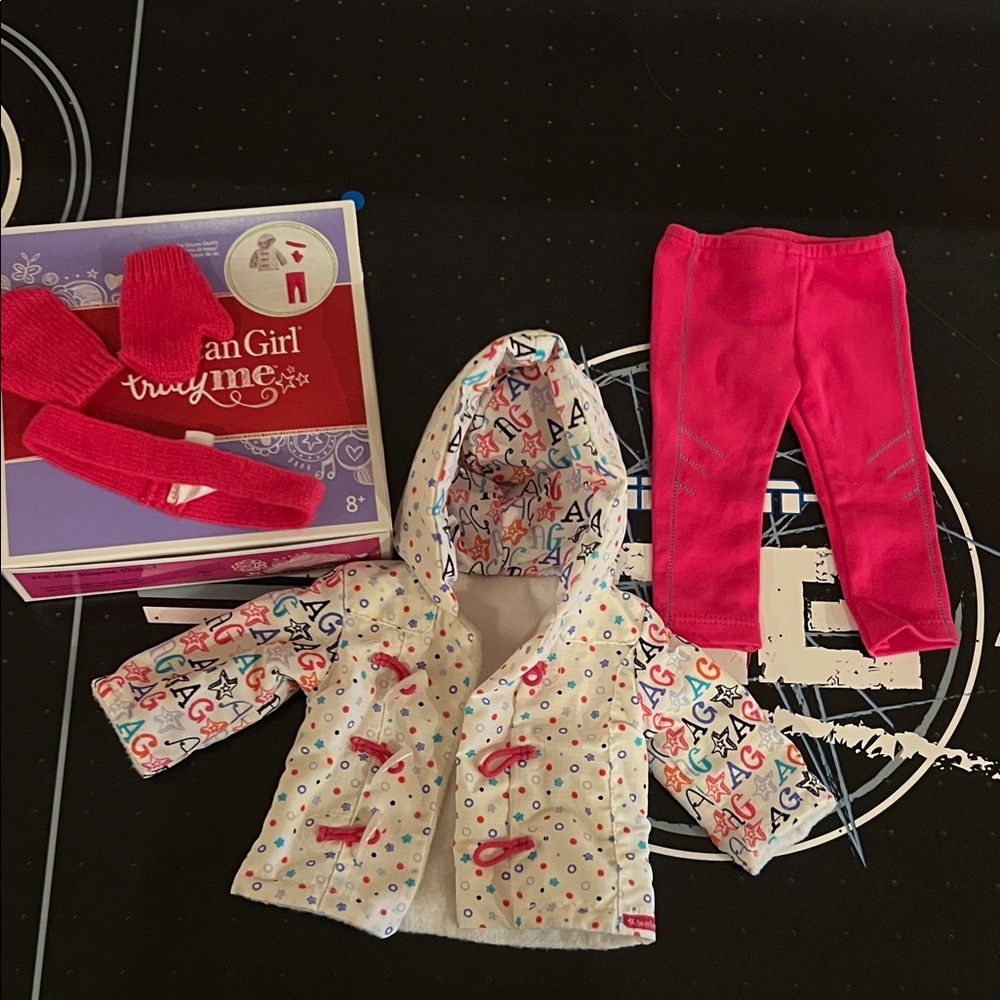 American Girl Multicolor Jacket and Pink Leggings Set with box